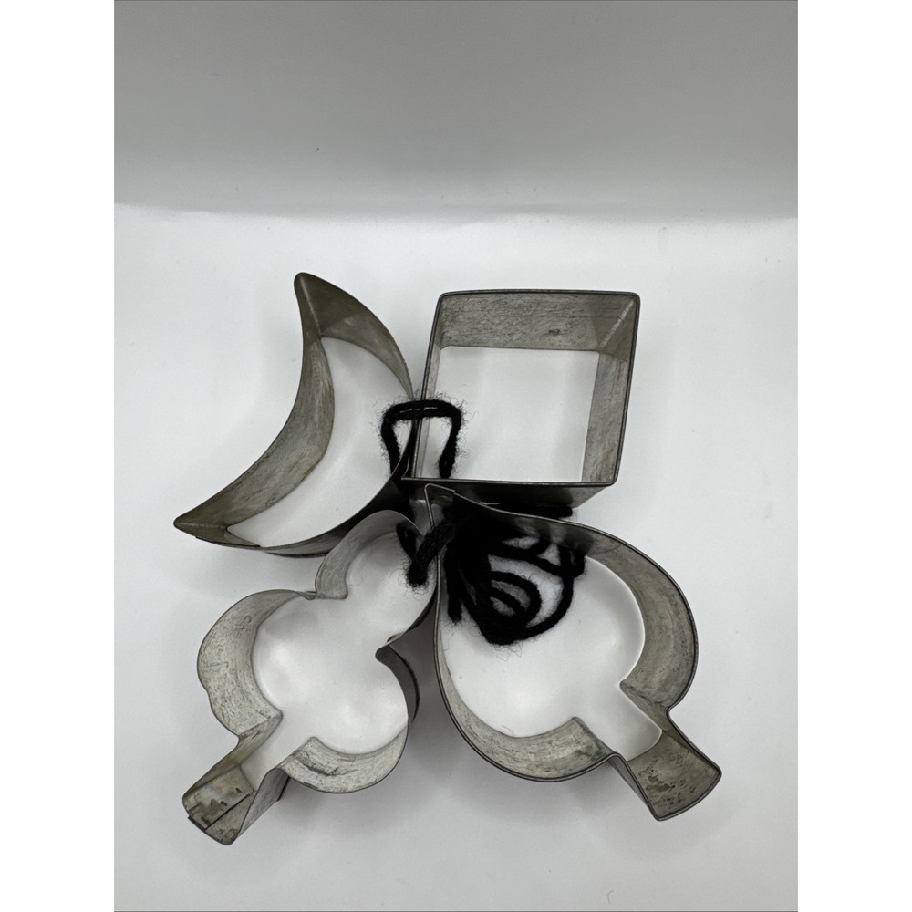 4 Vintage Tin Steel COOKIE CUTTERS Soldered Antique Primitive Shapes‎